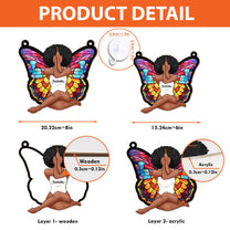 Girl Butterfly - Personalized Window Hanging Suncatcher Ornament