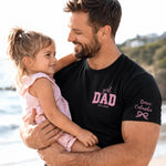 Girl Dad With Kids' Names On Sleeves - Pink Dad - Personalized Shirt