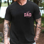 Girl Dad With Kids' Names On Sleeves - Pink Dad - Personalized Shirt