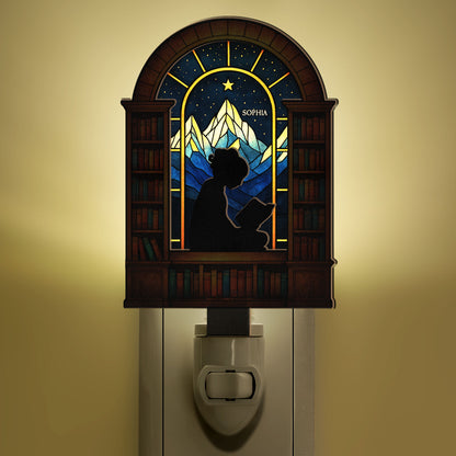 Girl Reading Book - Personalized Wood And Acrylic Night Light