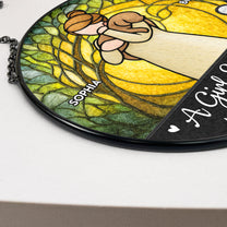 Girl & Dog A Bond Can't Be Broken - Personalized Stained Glass Window Hanging Suncatcher