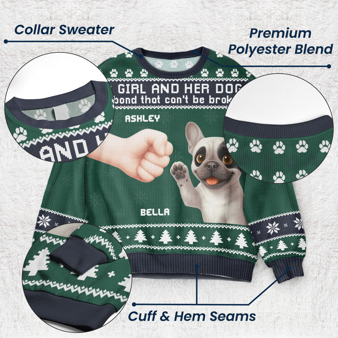 Girl & Dog A Bond That Can't Be Broken - Personalized Ugly Sweater