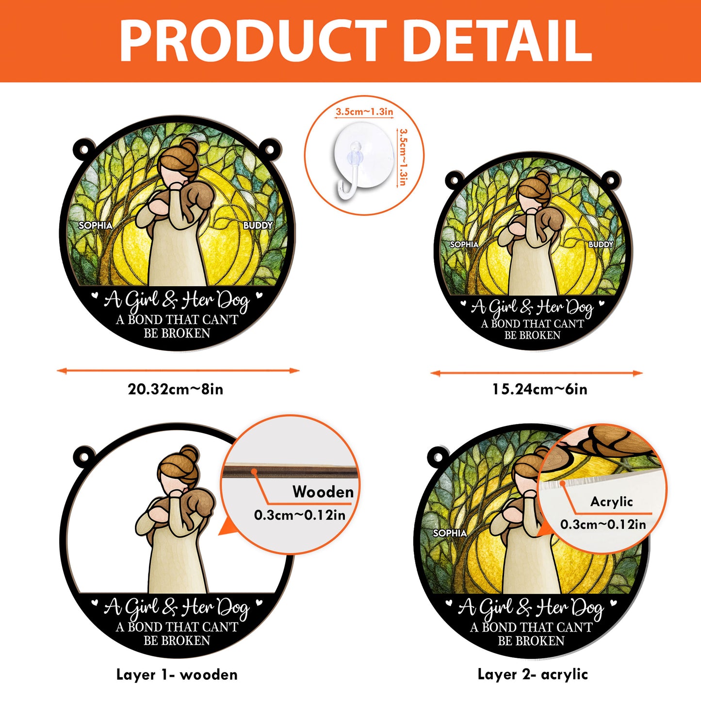 Girl & Her Dog A Bond That Can't Be Broken - Personalized Window Hanging Suncatcher Ornament