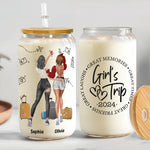 Girl's Trip 2026 Great Memories Times Friends Laughs - Personalized Clear Glass Cup