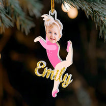 Girls Gymnastic Christmas Ornament - Personalized Acrylic Photo Ornament