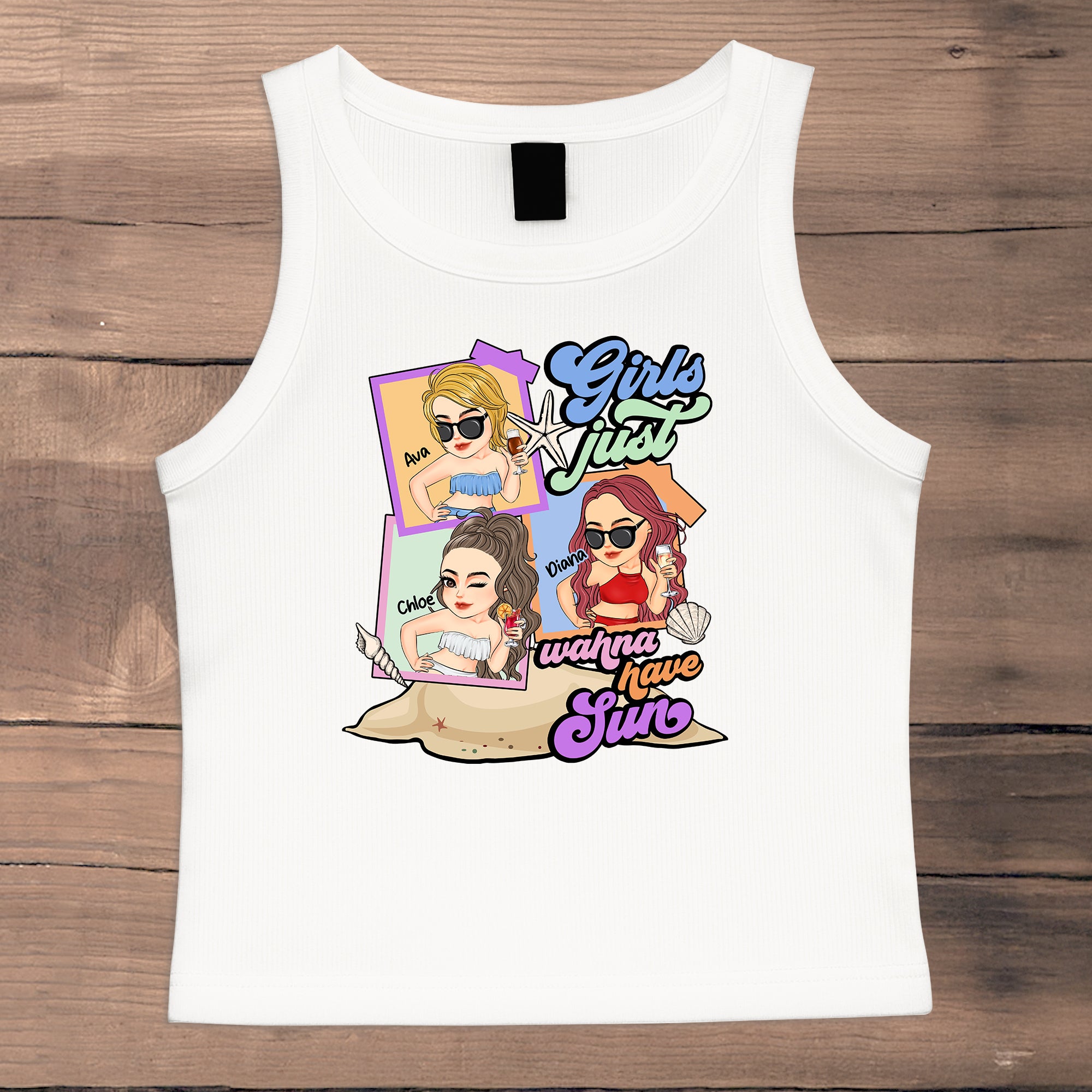 Girls Just Wanna Have Sun Summer Vibes Beach - Custom Crop Tank Top