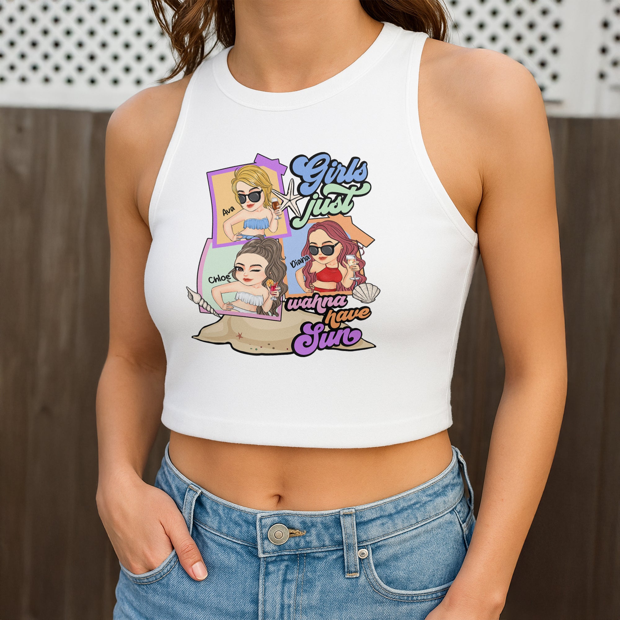 Girls Just Wanna Have Sun Summer Vibes Beach - Custom Crop Tank Top