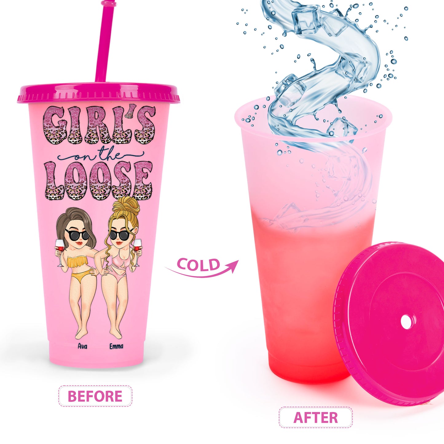 Girl's On The Loose - Personalized Color Changing Cup