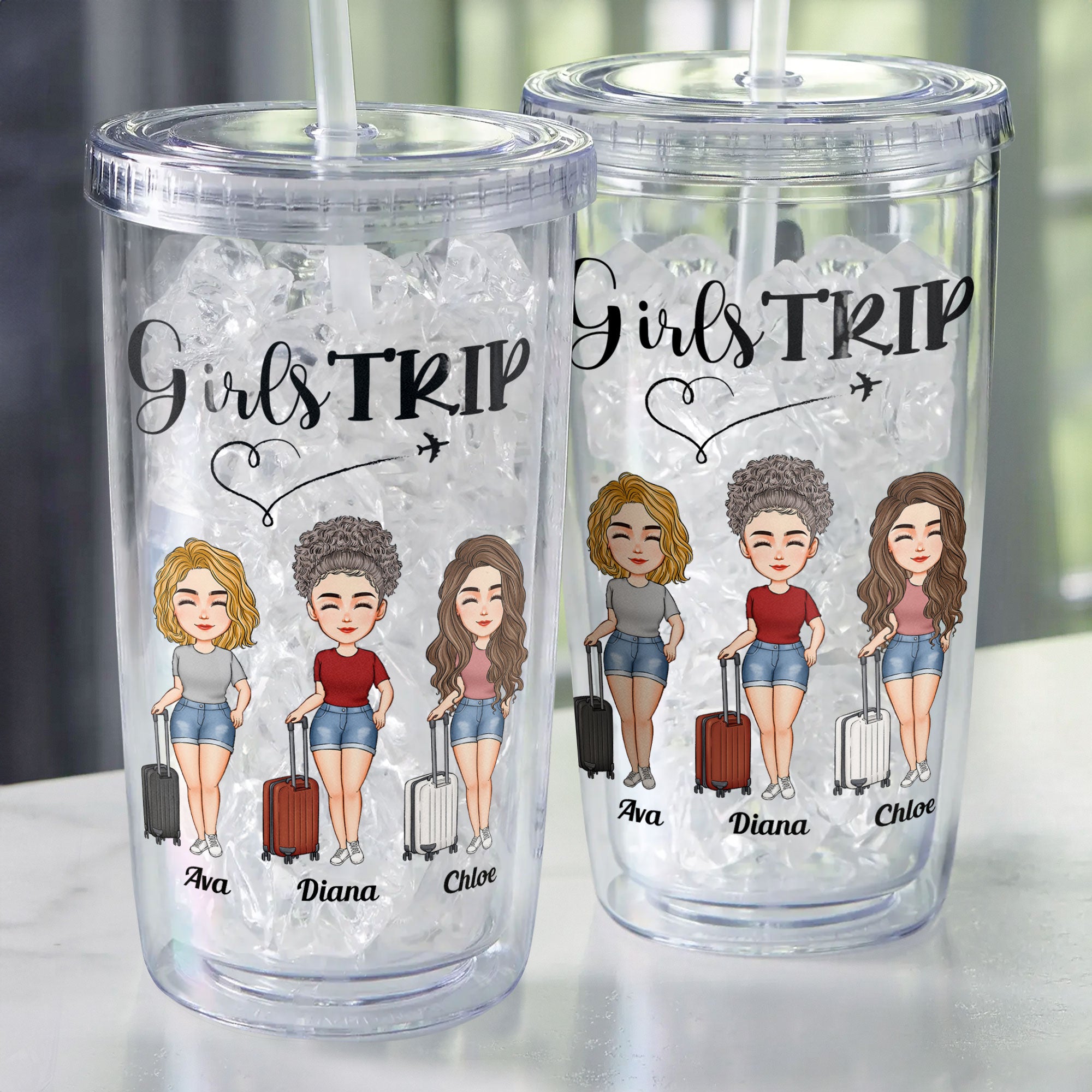 Girls Trip - Personalized Acrylic Tumbler With Straw