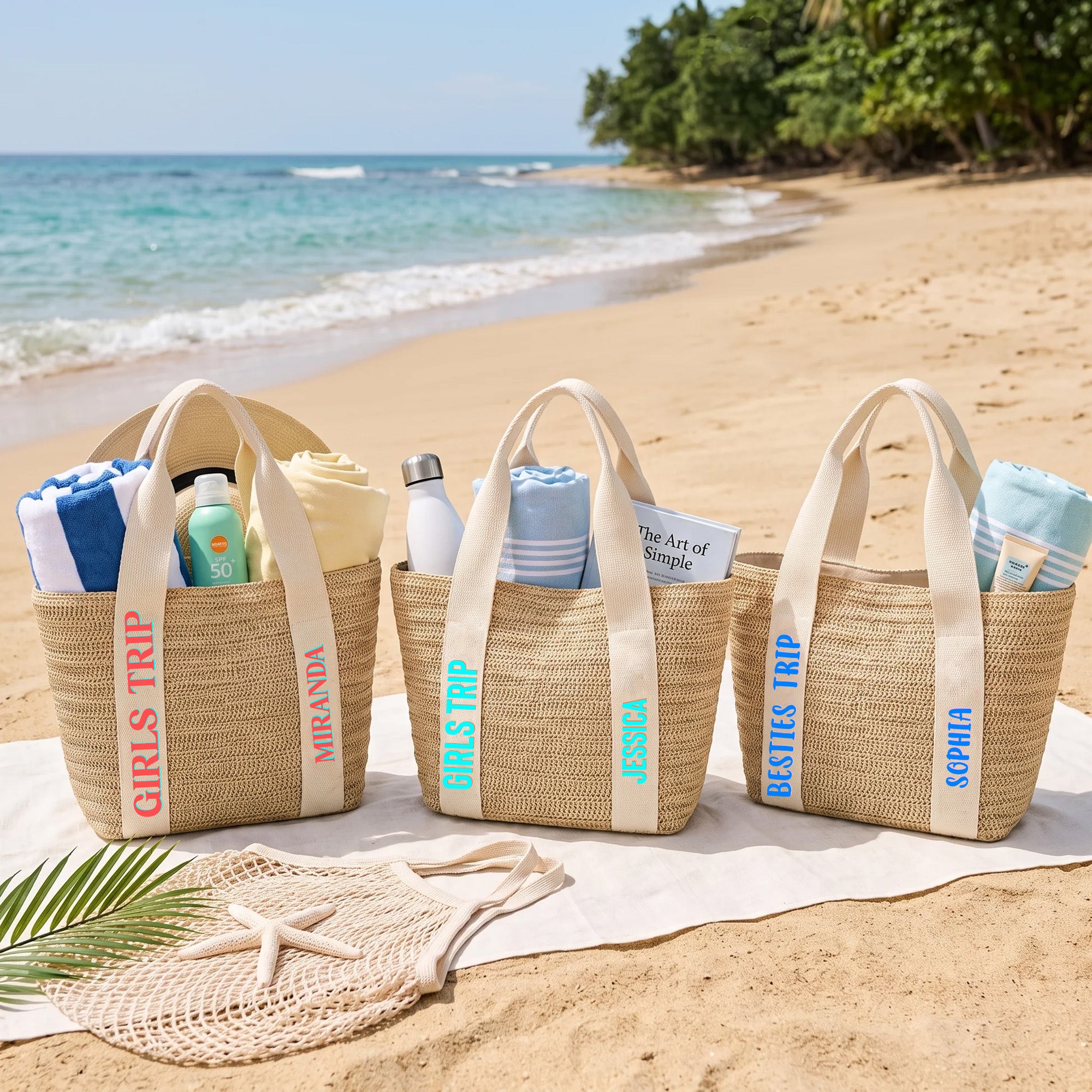 Girls Trip With Names - Personalized Straw Bag
