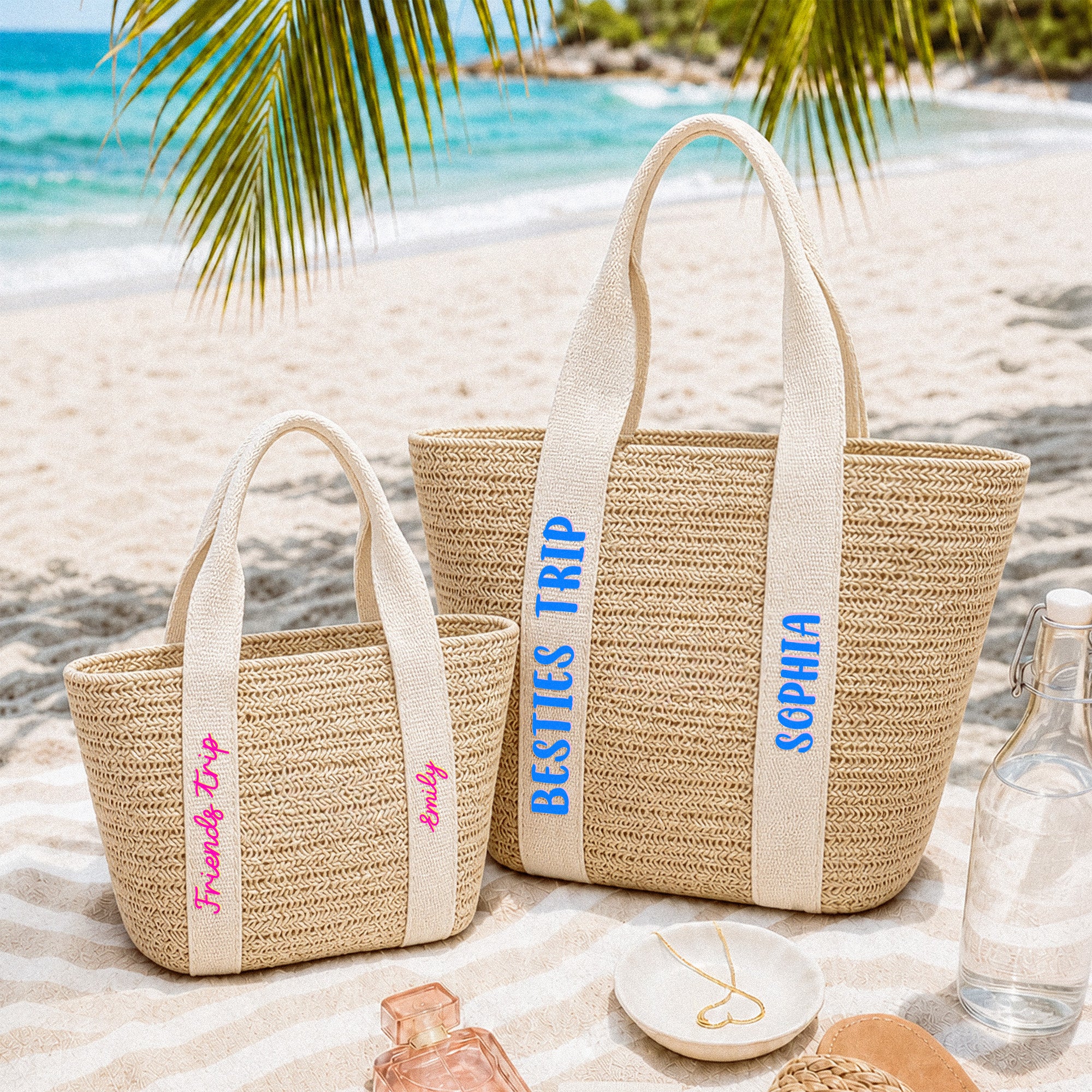 Girls Trip With Names - Personalized Straw Bag