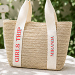Girls Trip With Names - Personalized Straw Bag