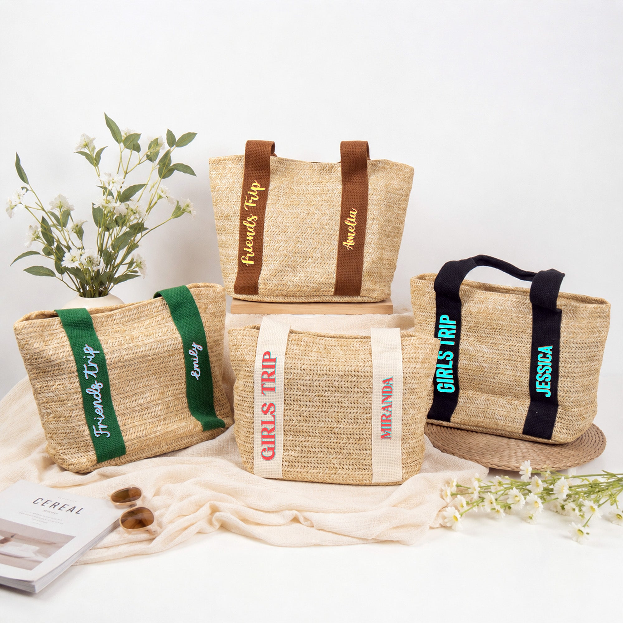 Girls Trip With Names - Personalized Straw Bag
