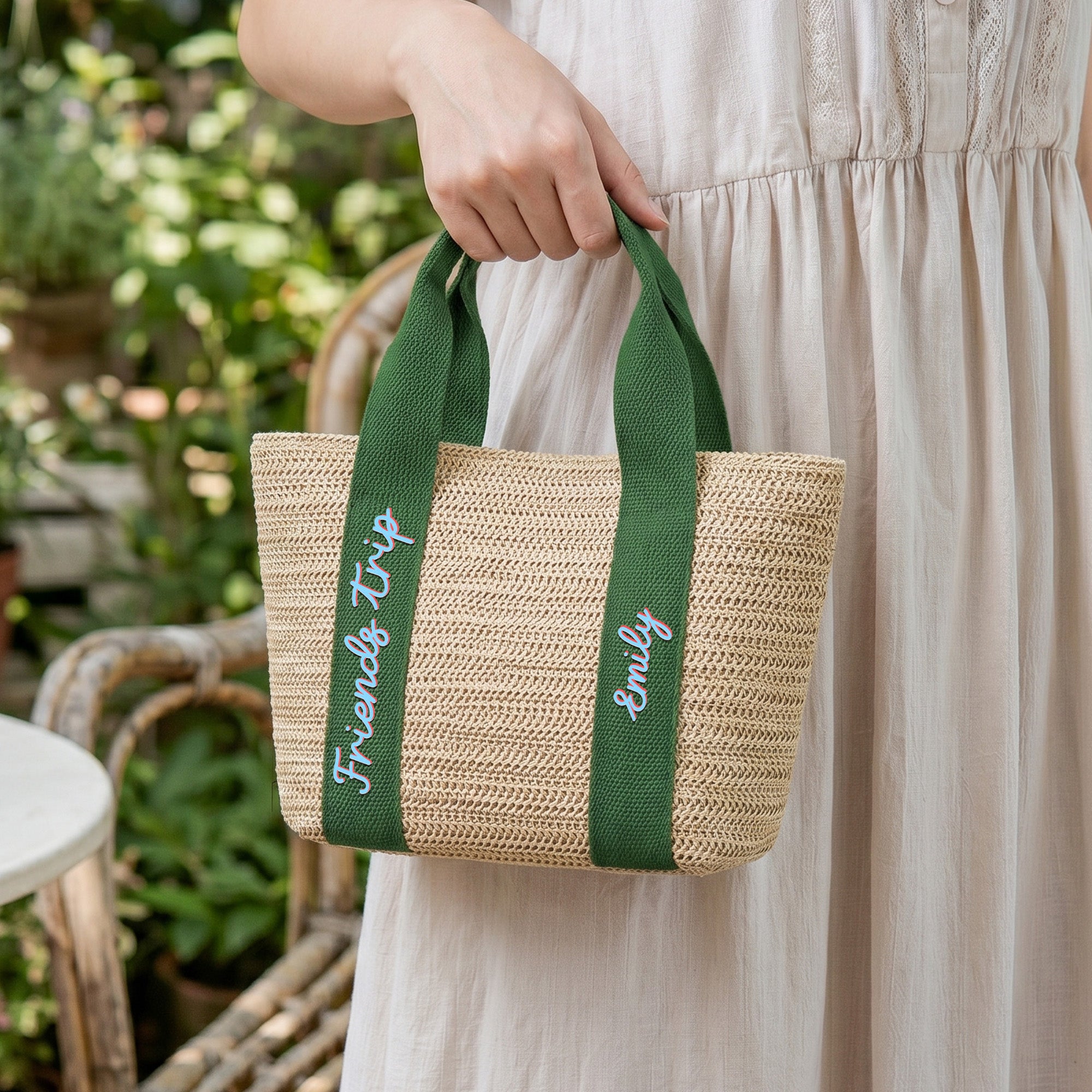 Girls Trip With Names - Personalized Straw Bag