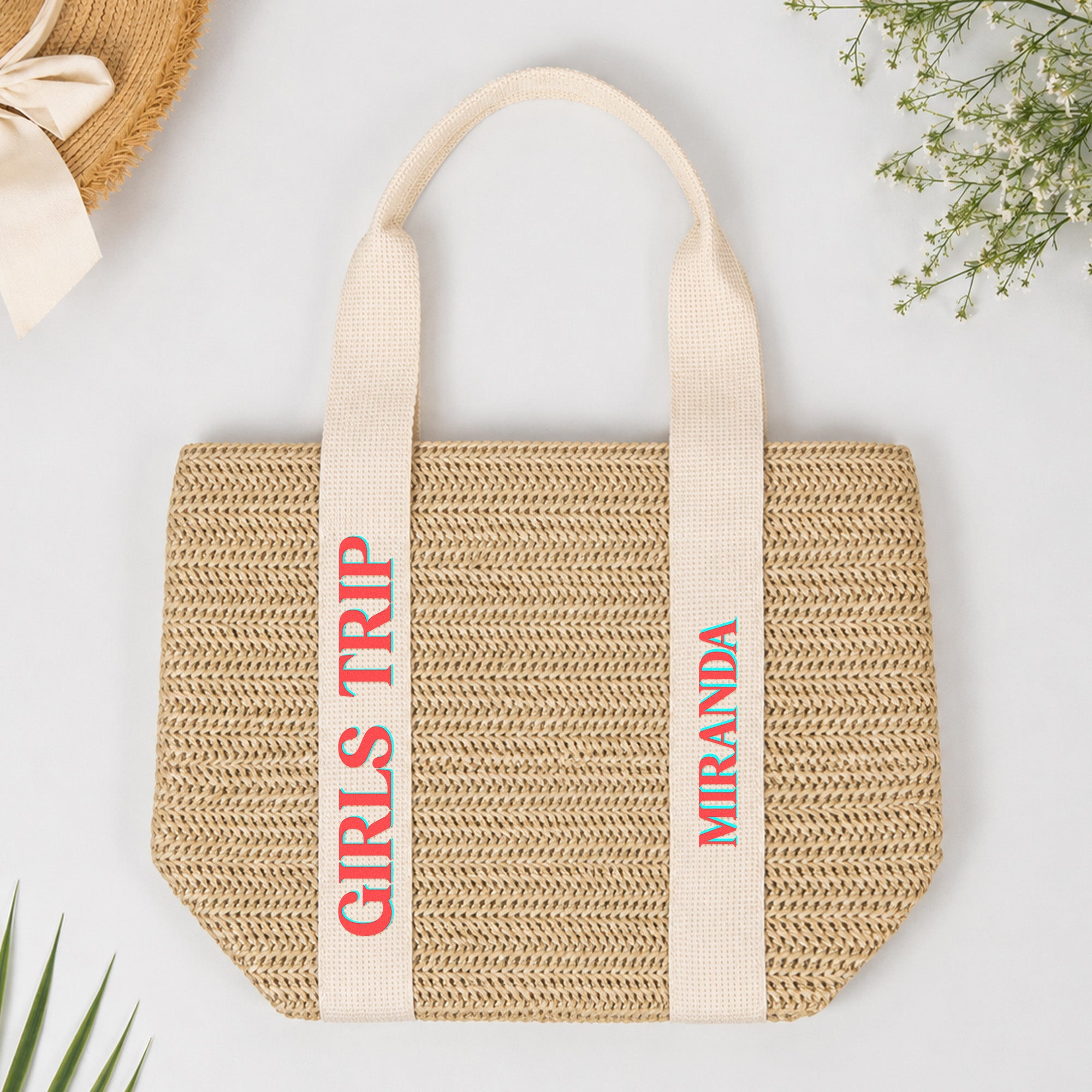 Girls Trip With Names - Personalized Straw Bag