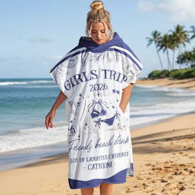 Girls Trip Summer Time Hooded - Personalized Beach Towel