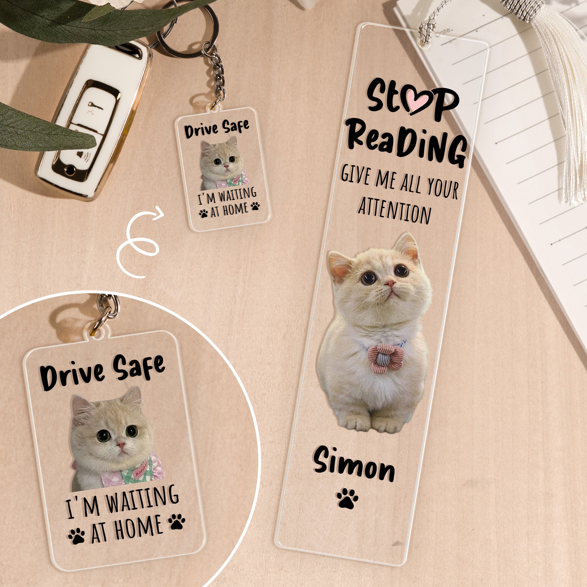 Give Me All Your Attention - Personalized Photo Acrylic Bookmark And Keychain Set