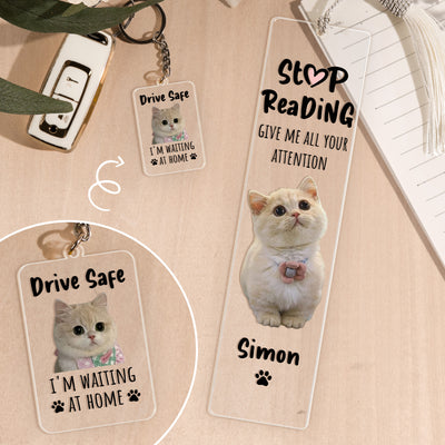 Give Me All Your Attention - Personalized Photo Acrylic Bookmark And Keychain Set