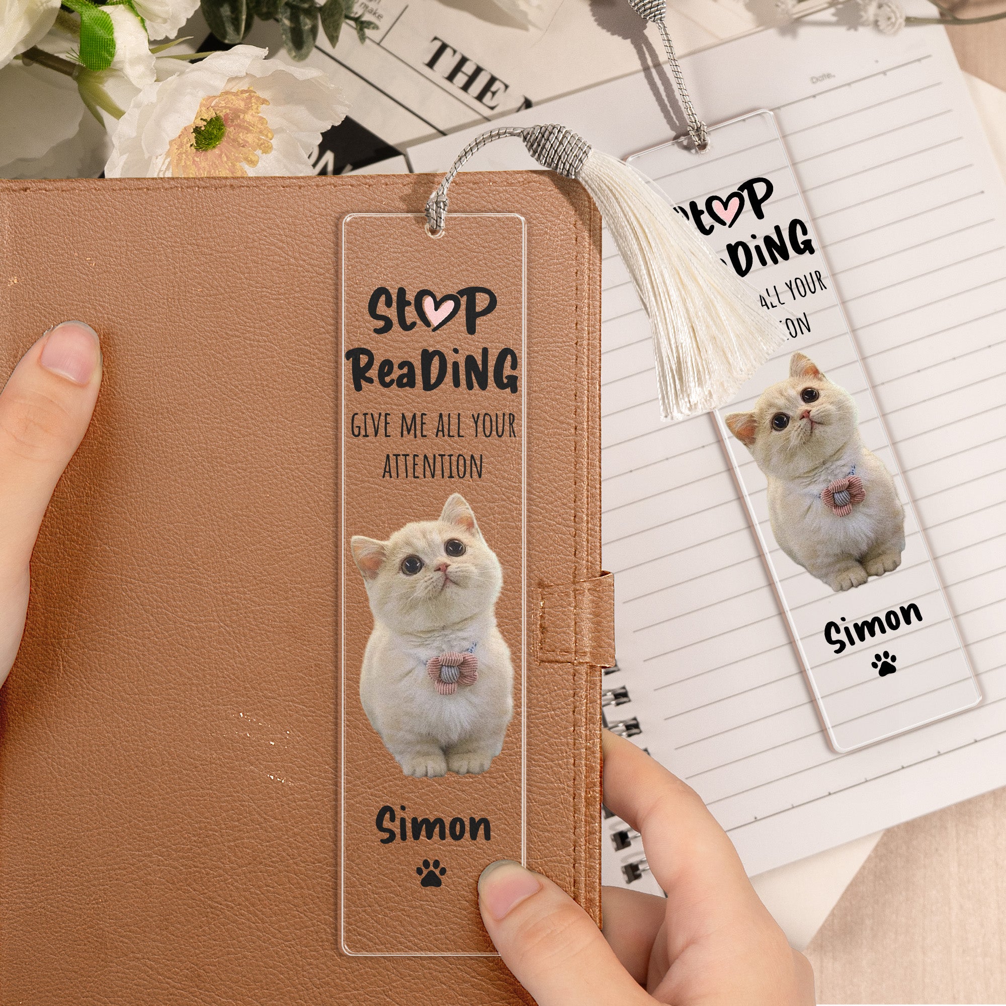 Give Me All Your Attention - Personalized Photo Acrylic Bookmark And Keychain Set
