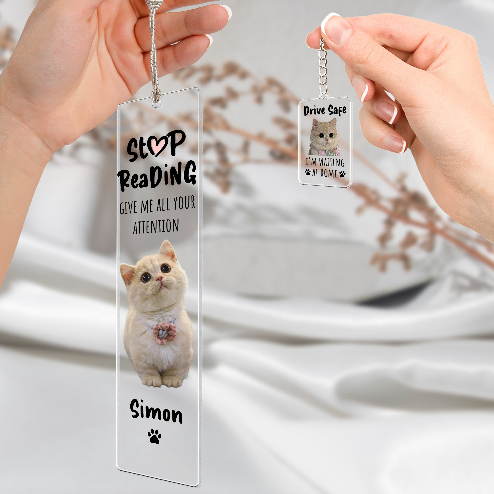 Give Me All Your Attention - Personalized Photo Acrylic Bookmark And Keychain Set