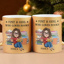 Glitter Mug For Girl Who Loves Books - Personalized Glitter Coffee Mug