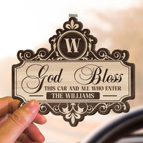 God Bless This Car And All Who Enter - Personalized Wooden Car Visor Clip
