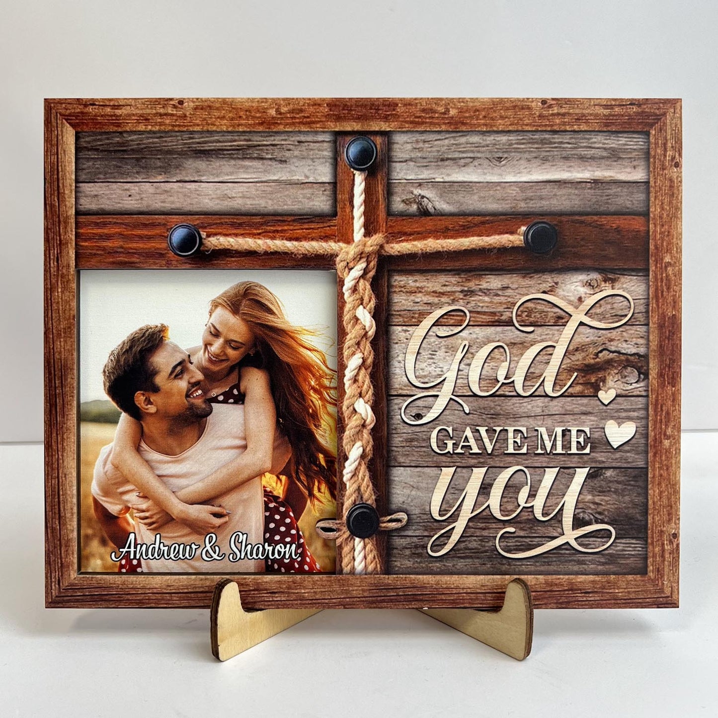 God Gave Me You Couples Romantic - Personalized Wooden Photo Plaque