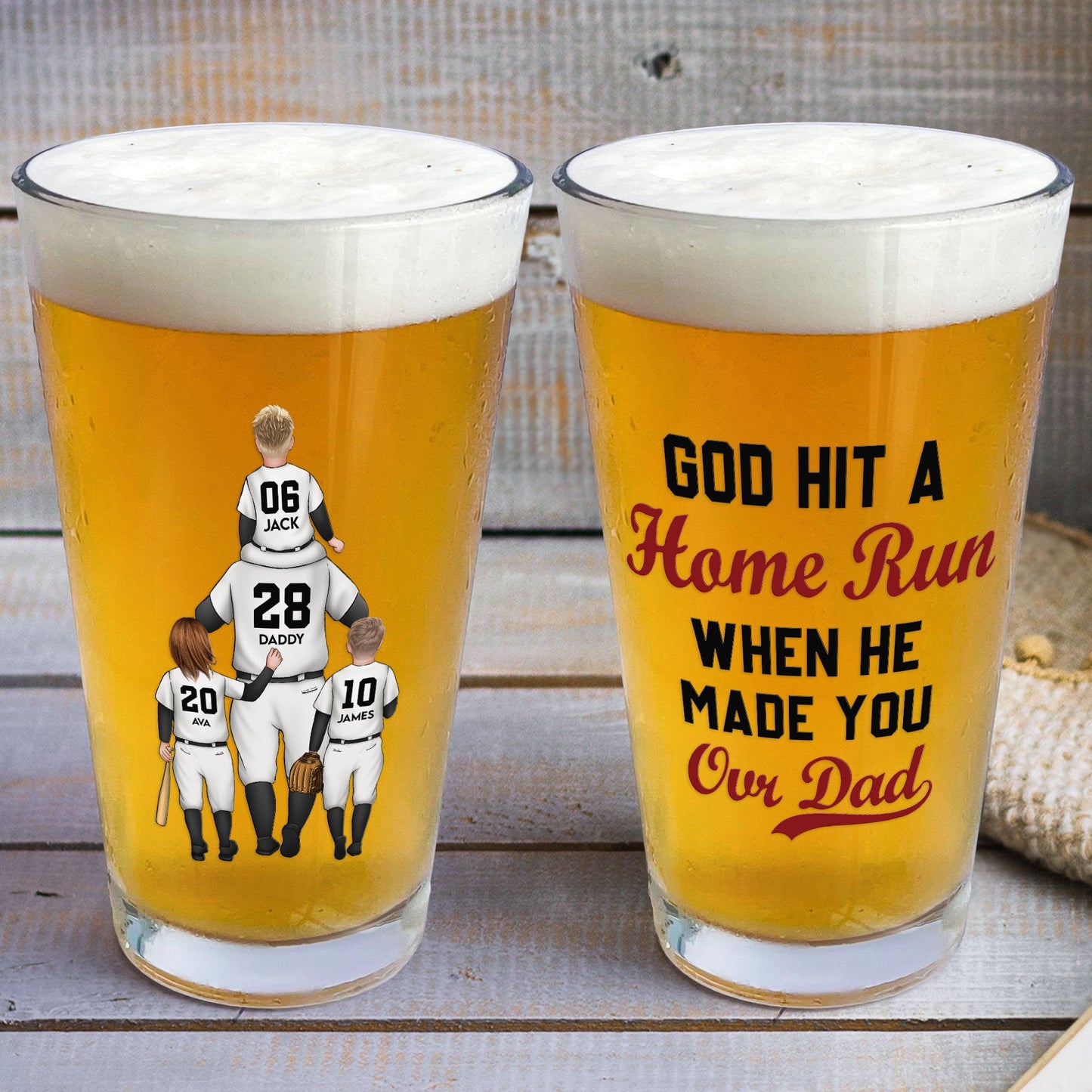 God Hit A Home Run - Personalized Beer Glass