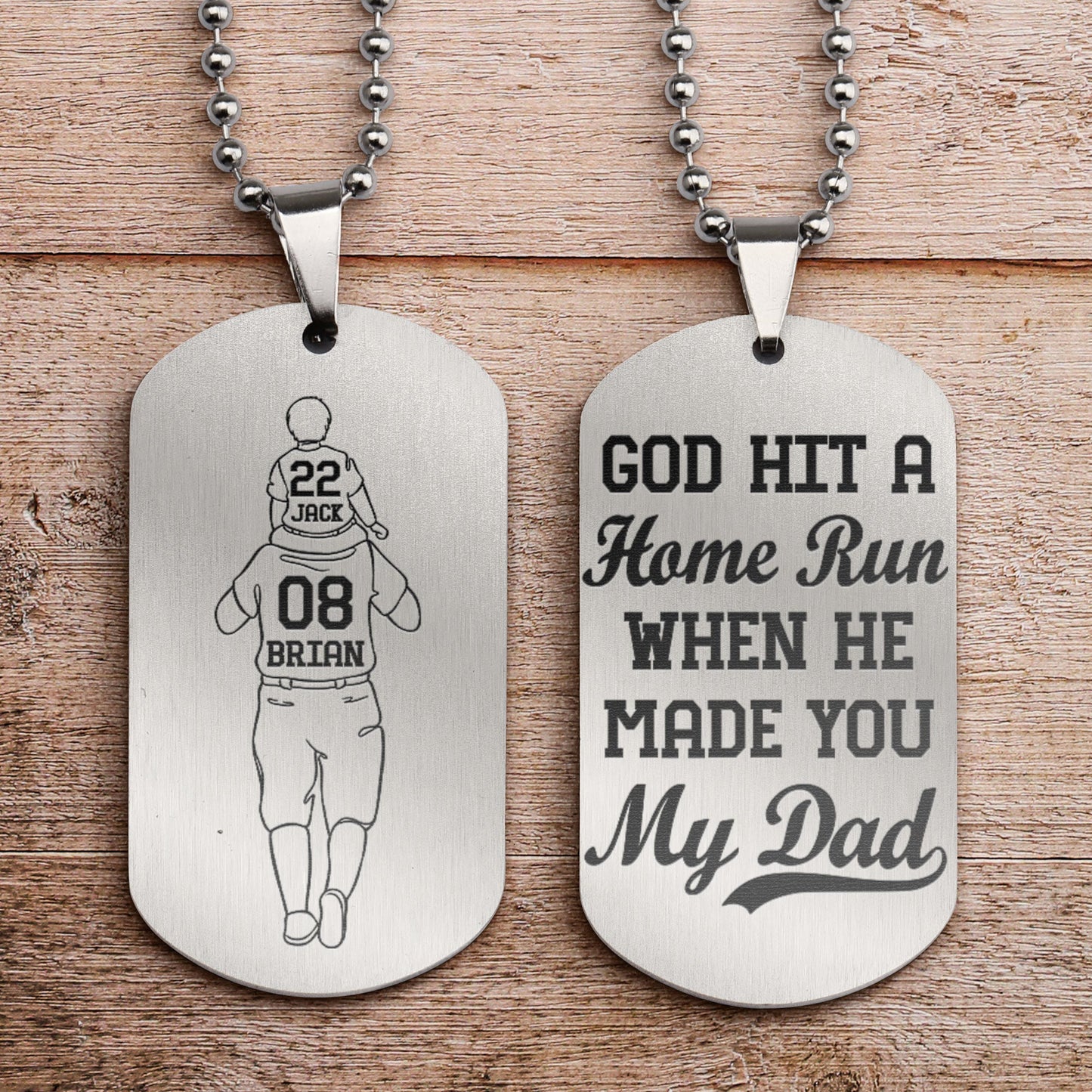God Hit A Home Run - Personalized Dog Tag Necklace