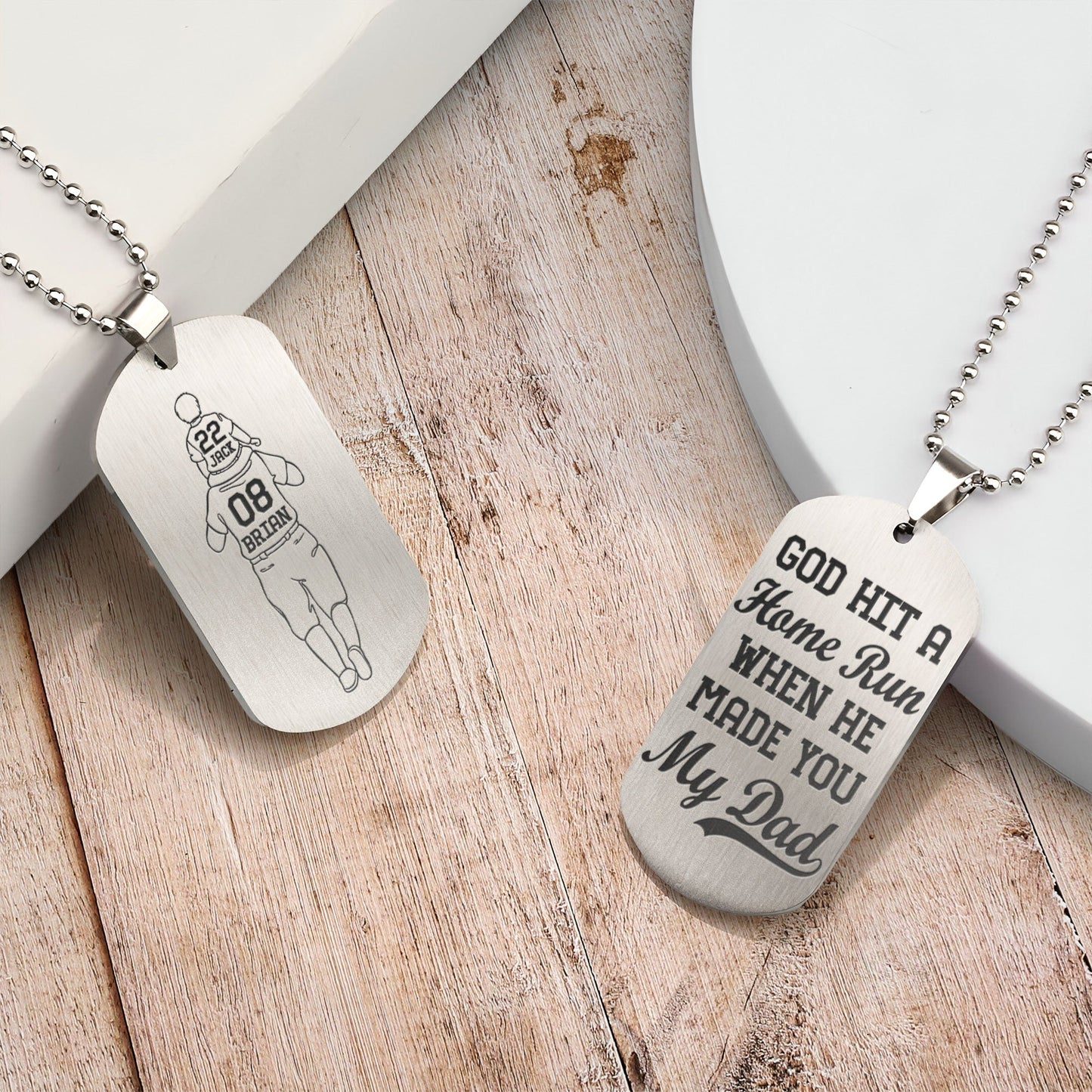 God Hit A Home Run - Personalized Dog Tag Necklace