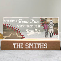 God Hit A Home Run When He Made Us A Family - Personalized LED Night Light