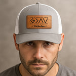 God Is Greater Than The Highs And Lows - Personalized Leather Patch Hat