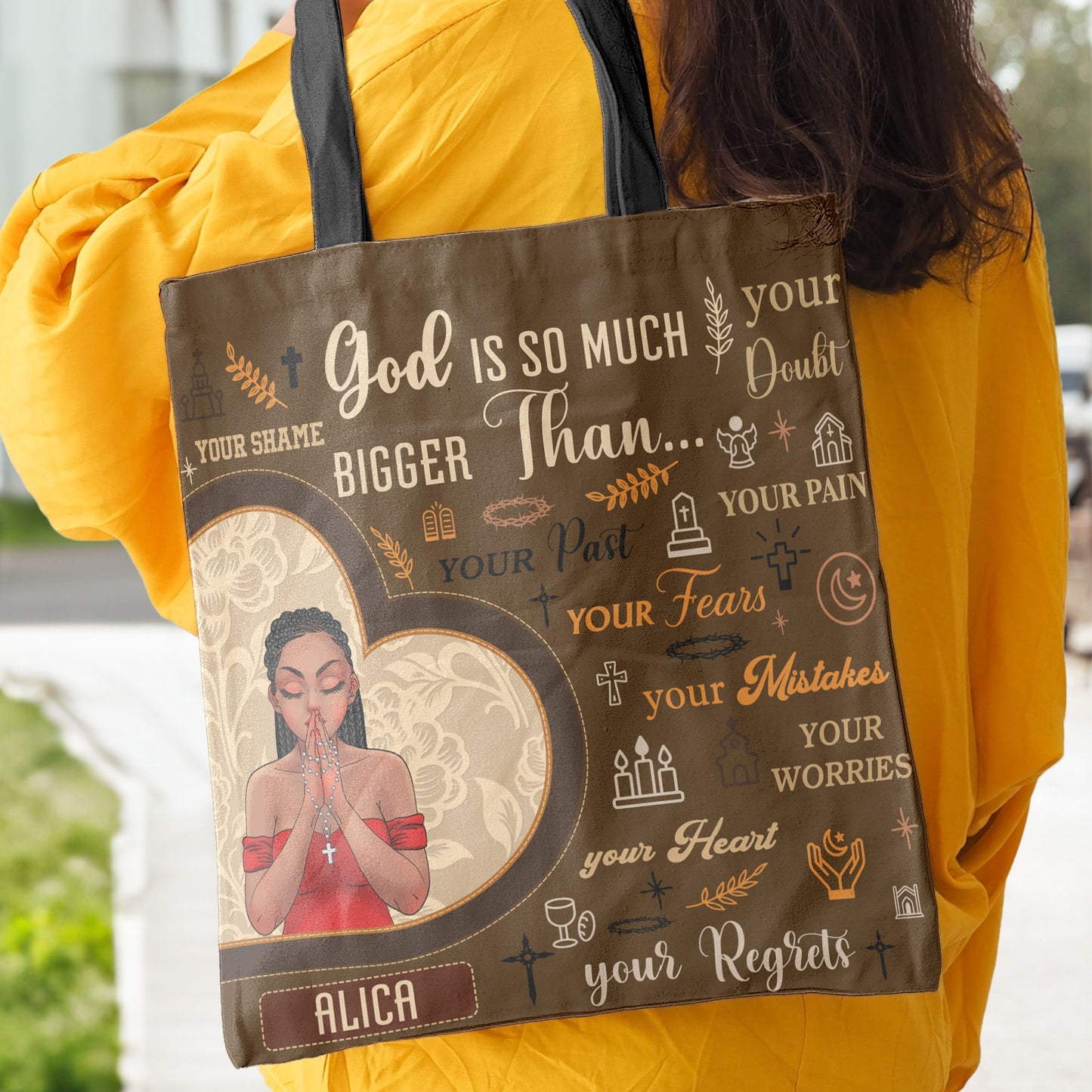 God Is So Much Bigger Than Your Fears Affirmation Gift - Personalized Tote Bag