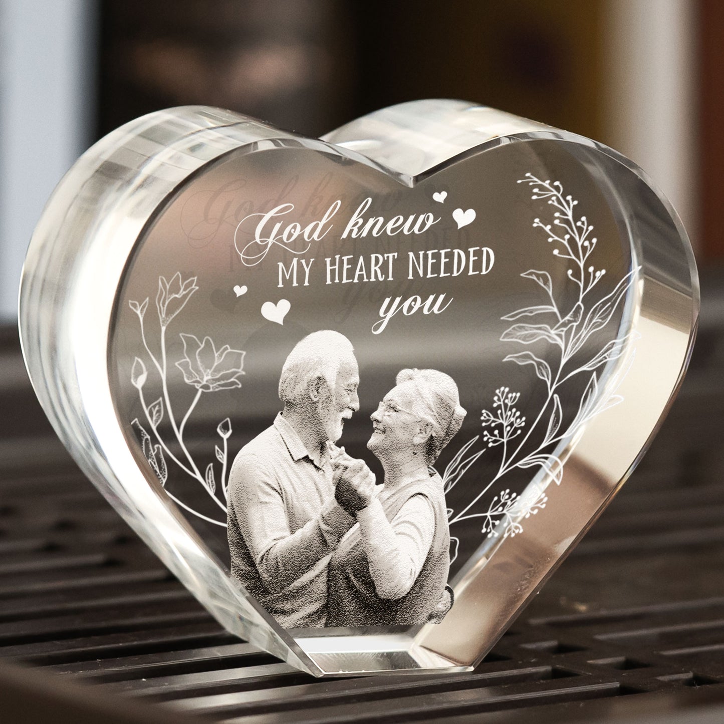 God Knew My Heart Needed You - Custom 3D Crystal Photo