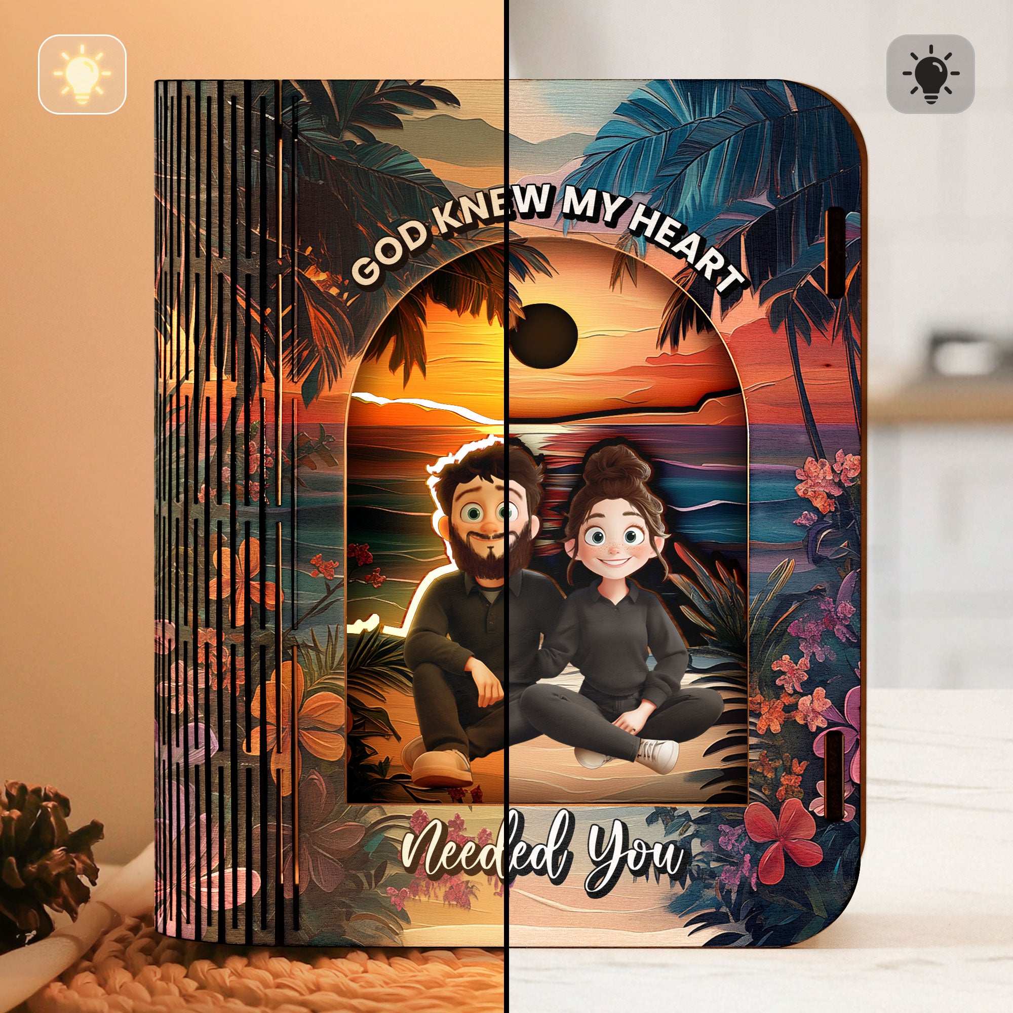 God Knew My Heart Needed You - Personalized 3D Wooden Puzzle Night Light