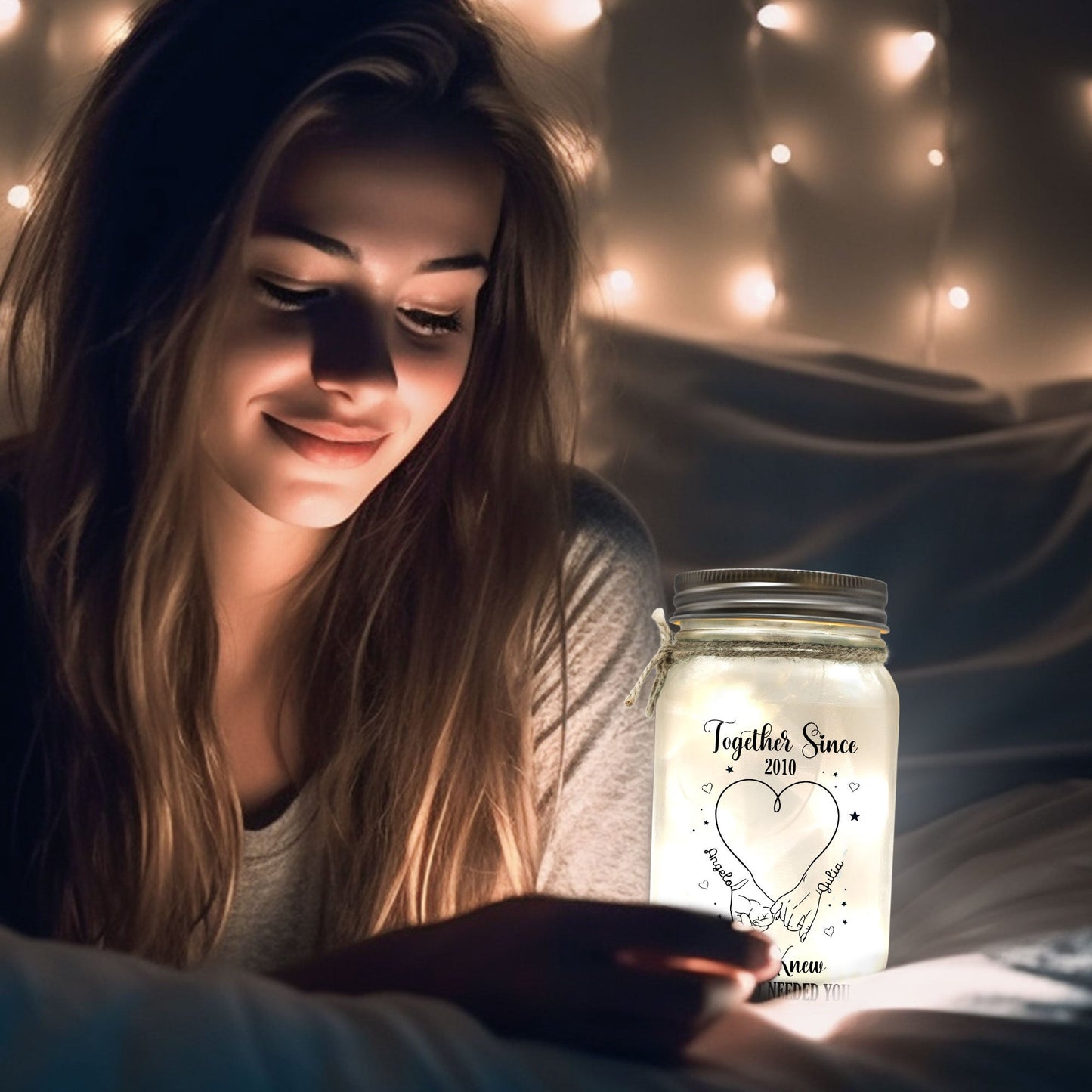 God Knew My Heart Needed You - Personalized Mason Jar Light