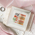 God Says I Am With Birth Flower And Bible Verses - Personalized Jewelry Dish