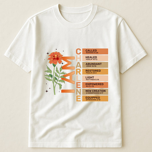 God Say I Am With Birth Flower And Bible Verses - Personalized Shirt