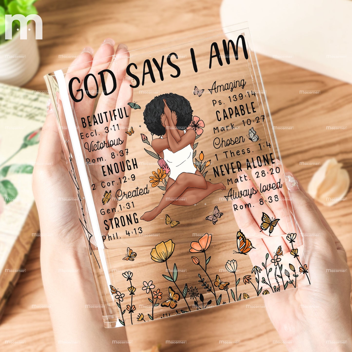 God Says I Am Beautiful Amazing - Personalized Acrylic Book Vase