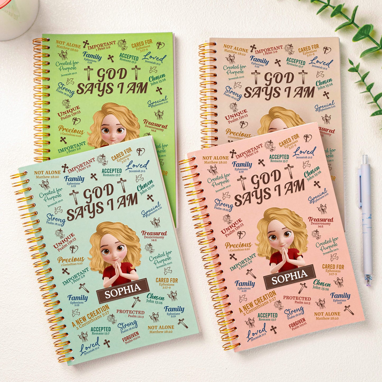 God Says I Am Bible Verse Affirmations Religious Gift - Personalized Prayer Journal