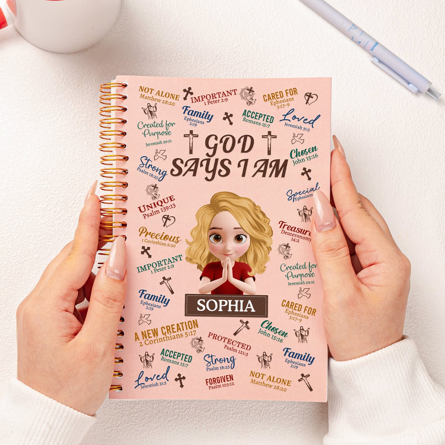 God Says I Am Bible Verse Affirmations Religious Gift - Personalized Prayer Journal