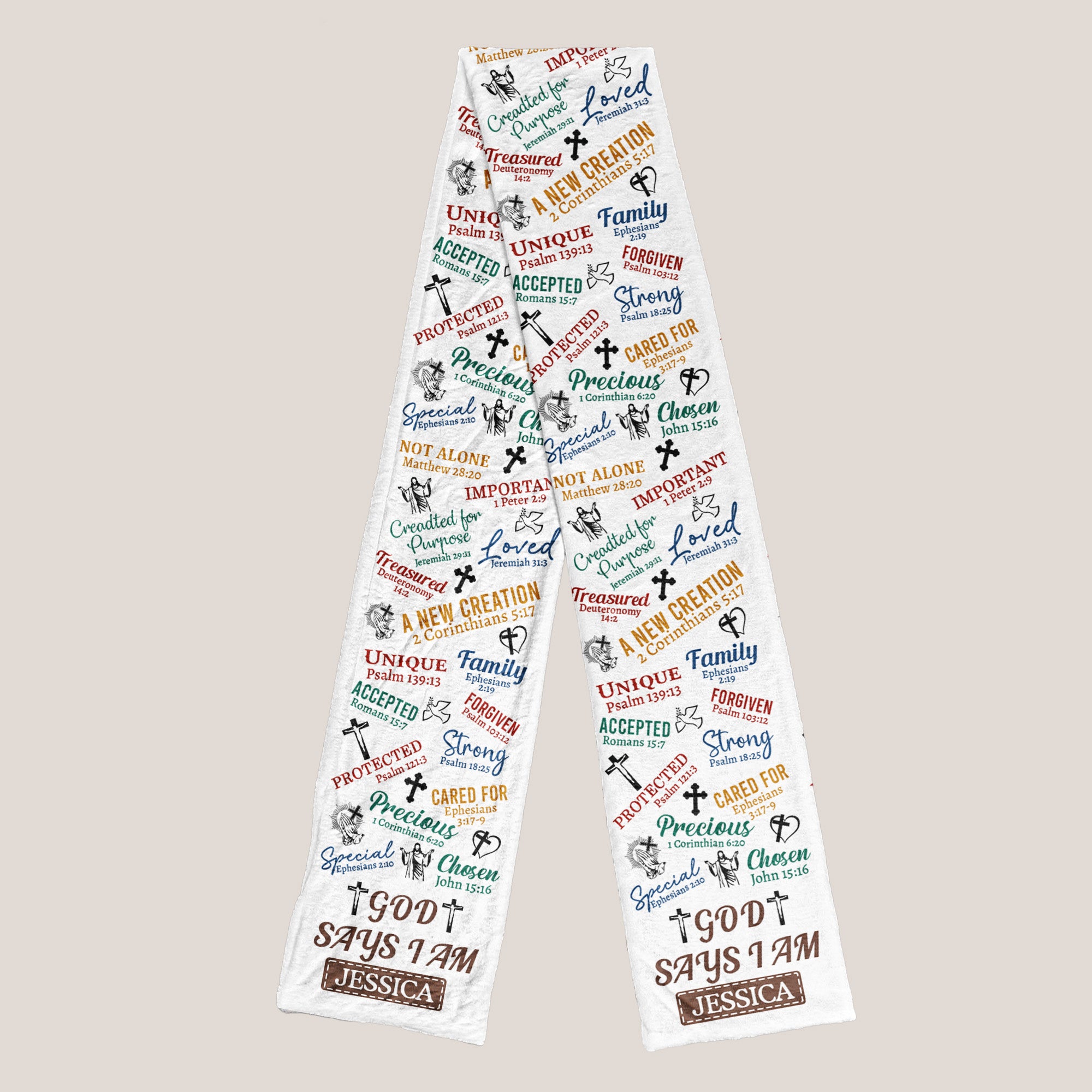 God Says I Am Bible Verses Affirmation - Personalized Fleece Scarf