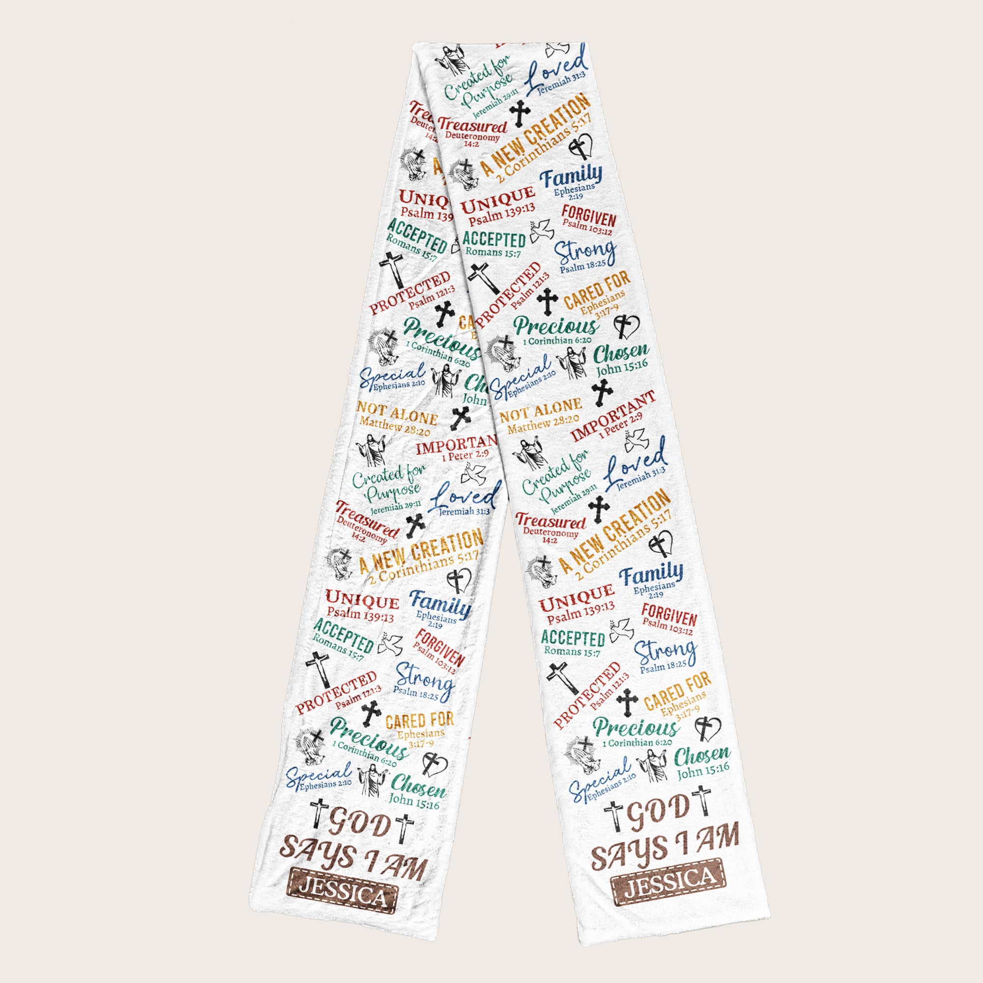 God Says I Am Bible Verses Affirmation - Personalized Fleece Scarf