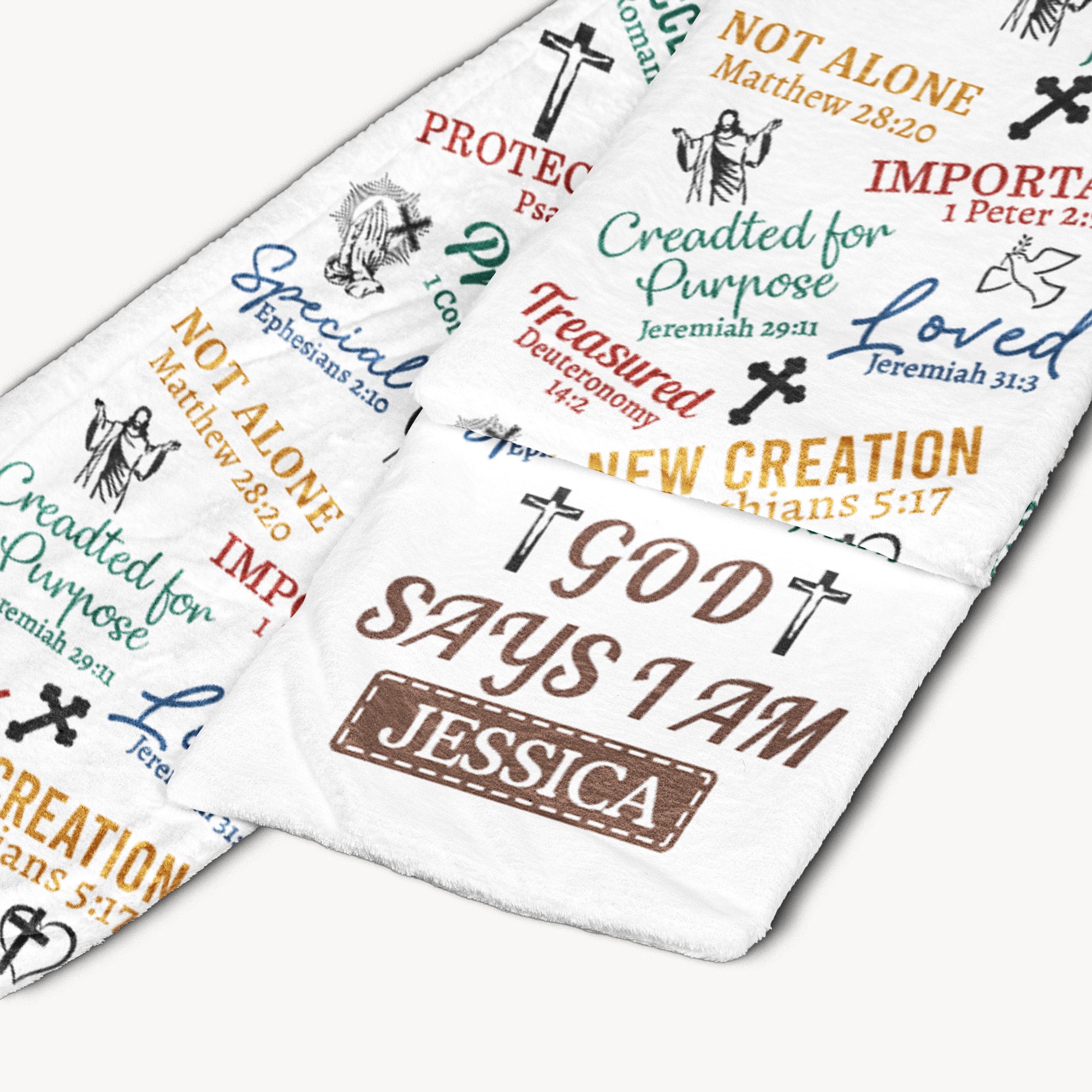 God Says I Am Bible Verses Affirmation - Personalized Fleece Scarf