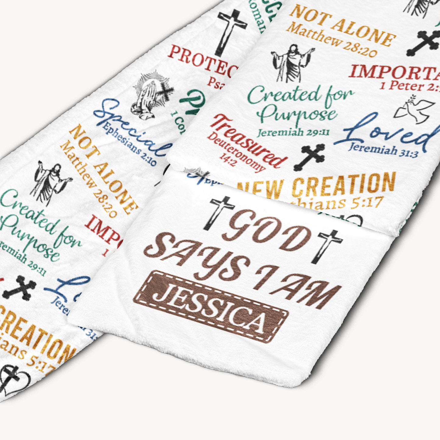 God Says I Am Bible Verses Affirmation - Personalized Fleece Scarf