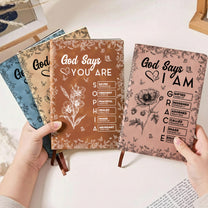 God Says I Am Birth Month Flower Gift For Her - Personalized Leather Journal