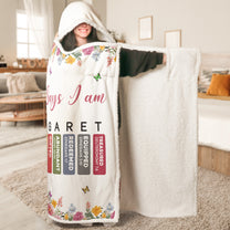 God Says I Am Cartoon With Name Letter In Bible - Personalized Wearable Blanket Hoodie