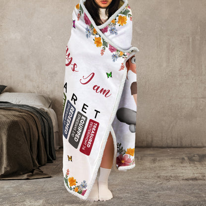 God Says I Am Cartoon With Name Letter In Bible - Personalized Wearable Blanket Hoodie