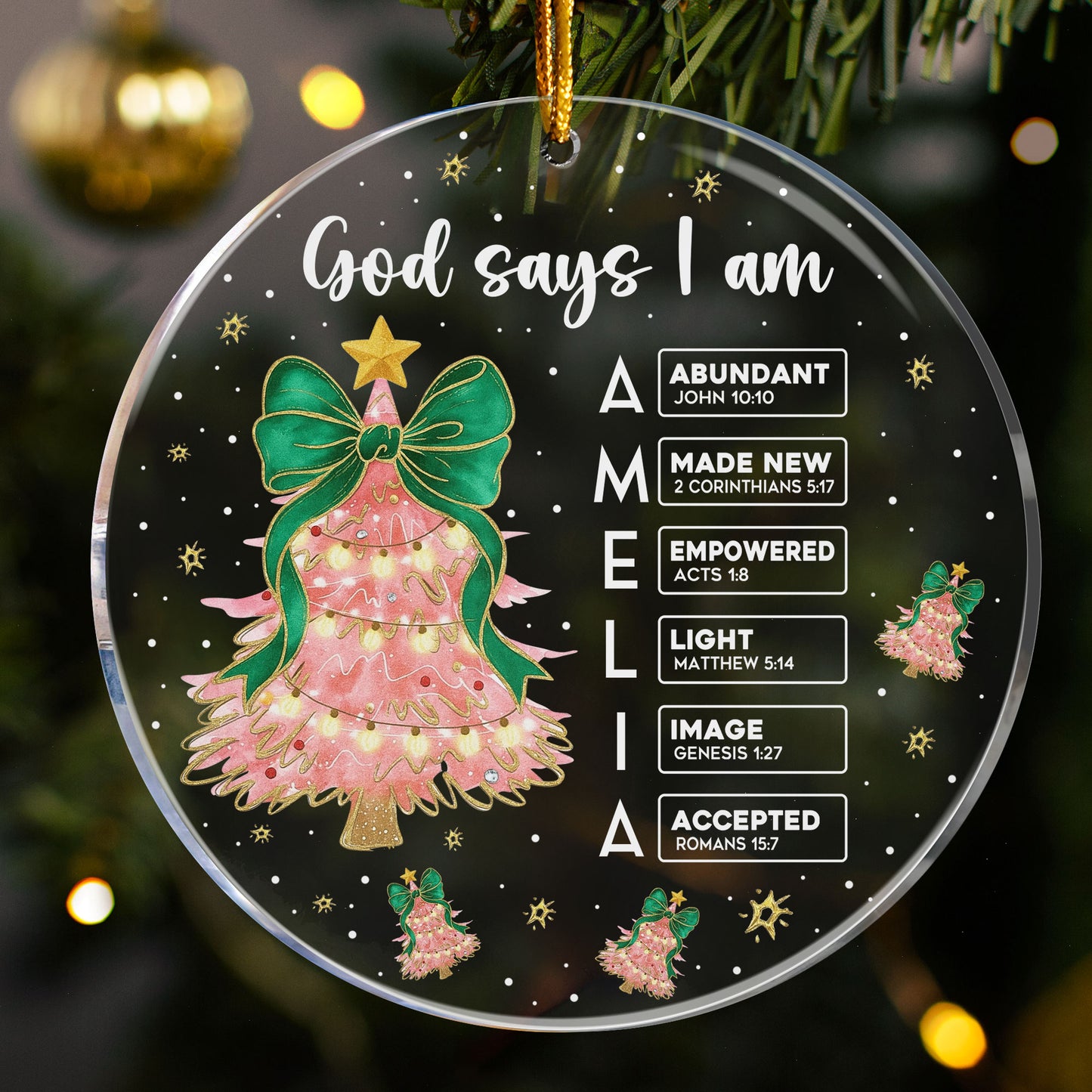 God Says I Am Custom Name Bible Verses - Personalized Acrylic Ornament