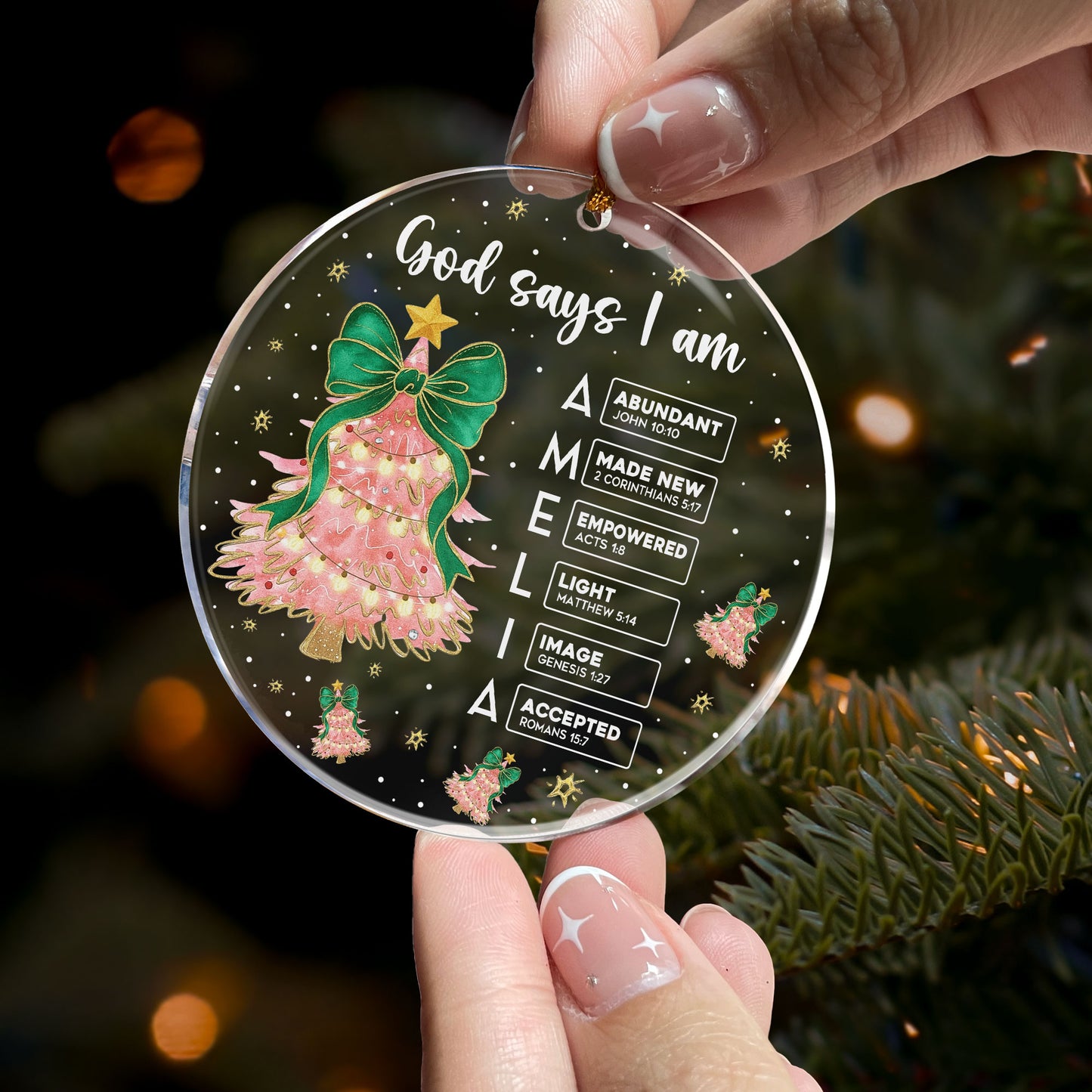 God Says I Am Custom Name Bible Verses - Personalized Acrylic Ornament